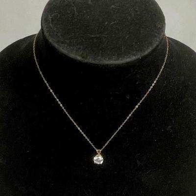 Gold Tone Chain Necklace with CZ pendant