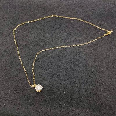 Gold Tone Chain Necklace with CZ pendant