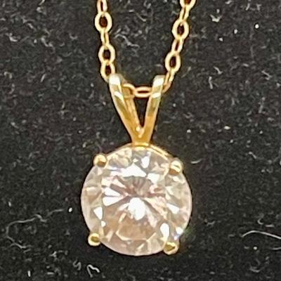 Gold Tone Chain Necklace with CZ pendant