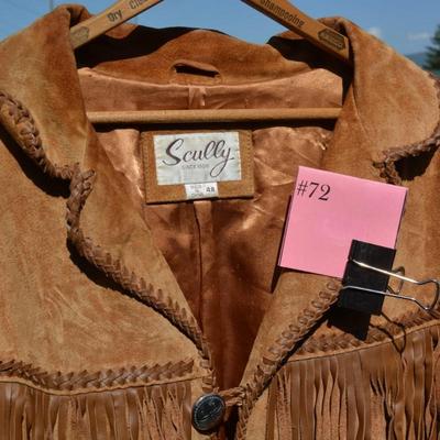 Fabulous Vintage Brown Leather Fringed Jacket by Scully Size 48