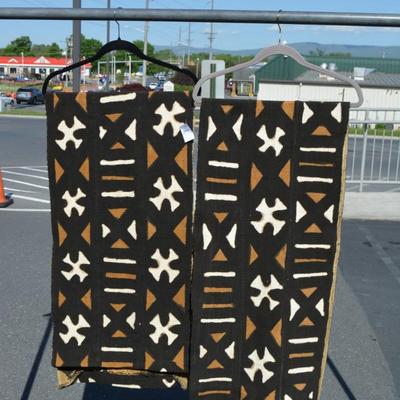 Lot of 2 Handmade African Print Mud Cloth Table Runners