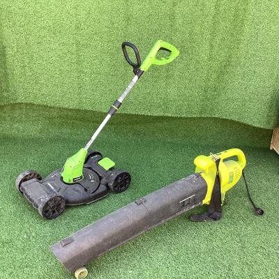 213 Earthwise 2 in 1 Mower /Weed Eater and SunJoe Blower