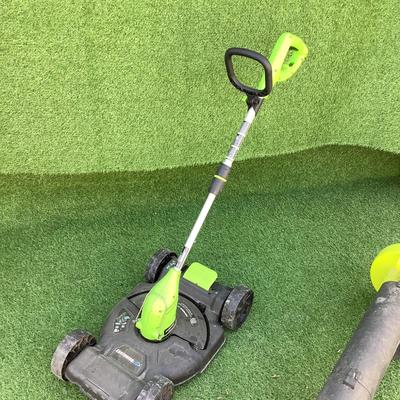 213 Earthwise 2 in 1 Mower /Weed Eater and SunJoe Blower