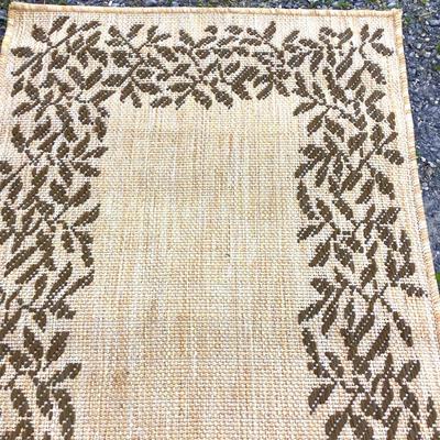 222 Like New Liora Manné Tan Long Turkish Runner w/ Brown Leaf Border