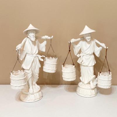Pair (2) ~ Porcelain Figurine Planters