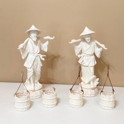 Pair (2) ~ Porcelain Figurine Planters