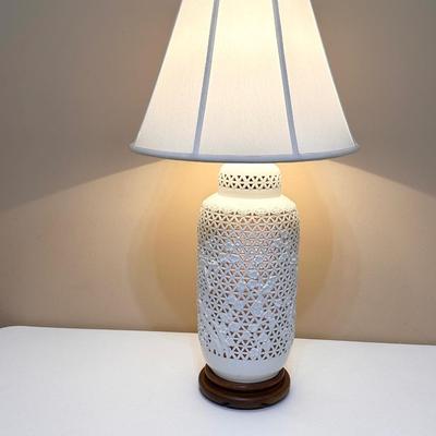FINE SEYEI ~ Pair (2) ~ 3 Way Porcelain Reticulated Lamps