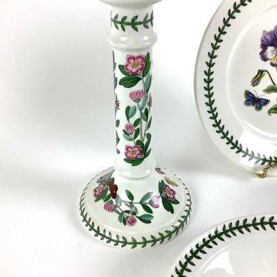 228 Portmeirion "Botanic Garden" Pair Candlesticks, Two Bowls & Plate