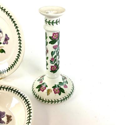 228 Portmeirion "Botanic Garden" Pair Candlesticks, Two Bowls & Plate