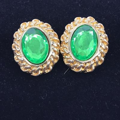 KJL marked gold Tone clip on earrings vintage