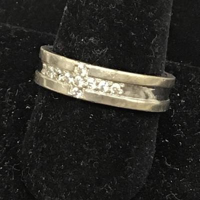 925 silver ring with Rhinestone cross