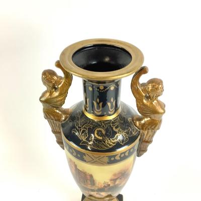231 Hand Painted Grecian Urn w/ Figural Handles