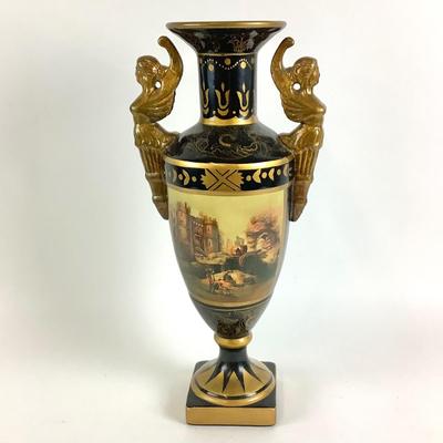 231 Hand Painted Grecian Urn w/ Figural Handles