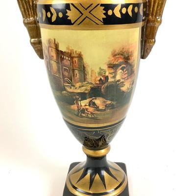 231 Hand Painted Grecian Urn w/ Figural Handles