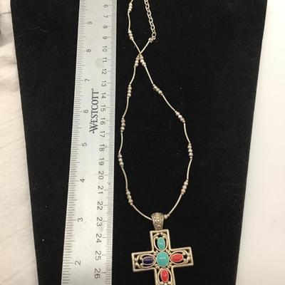 MJ marked cross necklace