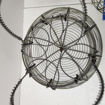 Lot of 5 Vintage Wire Egg Baskets 2 w Folding Tops