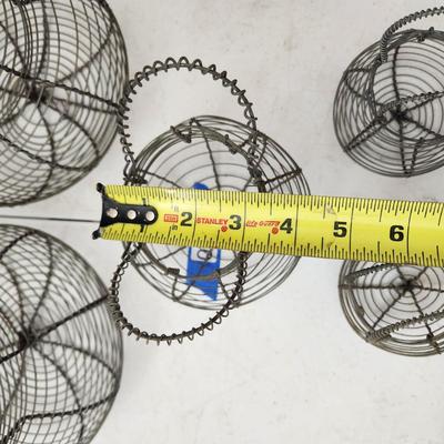 Lot of 5 Vintage Wire Egg Baskets 2 w Folding Tops