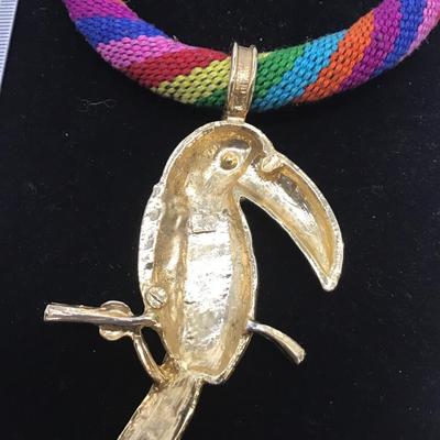 Bird Pendant on rainbow necklace
