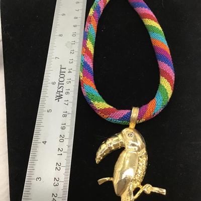 Bird Pendant on rainbow necklace