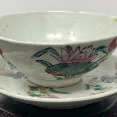 Qing Dynasty Chinese Soup Bowl with Saucer plate