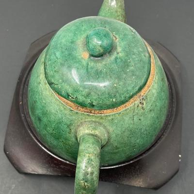 C. 1900 Antique Chinese Green tea pot W/ Lid 6 x 4