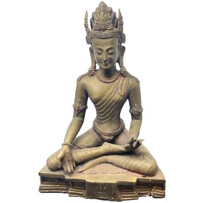 Antique Thai Gilt bronze seated Buddha figurine.