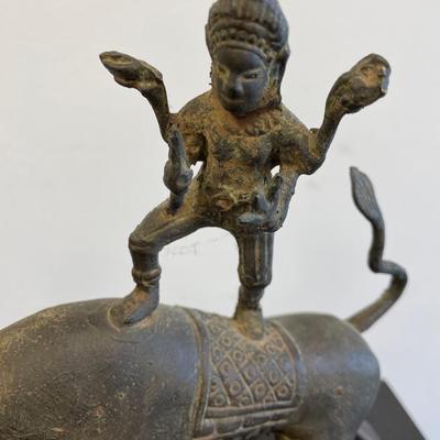 Early 20th C. Dancing Shiva on a Bull Bronze Figurine