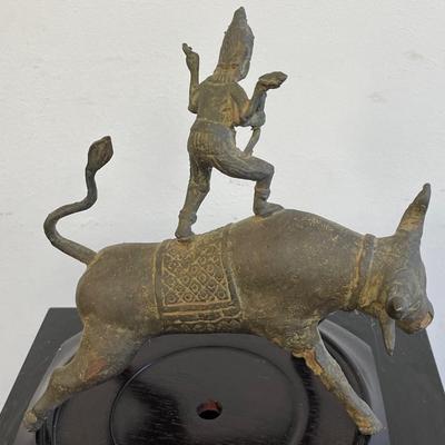 Early 20th C. Dancing Shiva on a Bull Bronze Figurine