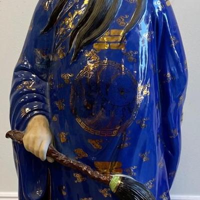 Vintage tall Chinese Glazed porcelain / Male figurine