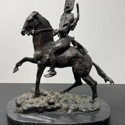 FREDRICK REMINGTON HORSE RIDER SCULPTURE/ THE SCALP