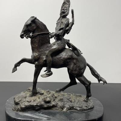 FREDRICK REMINGTON HORSE RIDER SCULPTURE/ THE SCALP