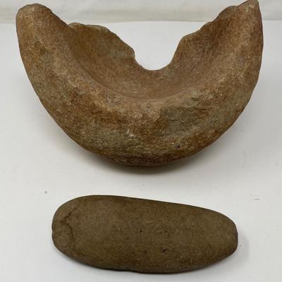 Antique Native American Indian Mortar Stone & Pestle