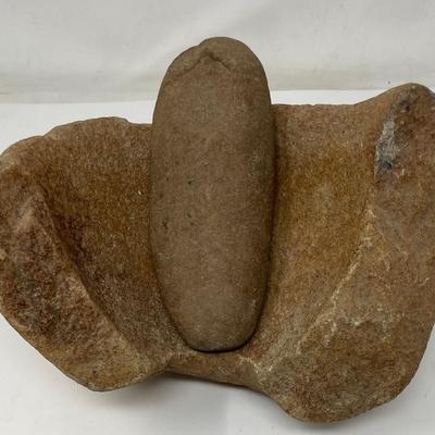 Antique Native American Indian Mortar Stone & Pestle