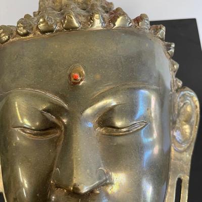 Antique Heavy Brass Buddha God Head