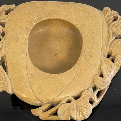 Large Chinese Heavy Soapstone Brush Dish