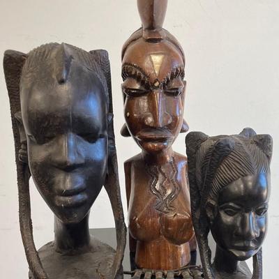 Three African Female Wood Statues