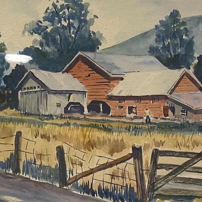 Obscure Farm Scene Watercolor