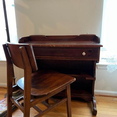 Vintage Wood Desk w/ Chair