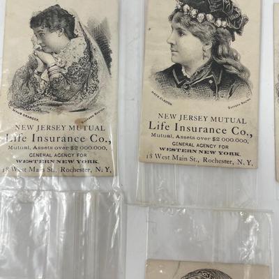 Trade Cards, 6 NJ Mutual Life Insurance Co. late 19th/early 20th century