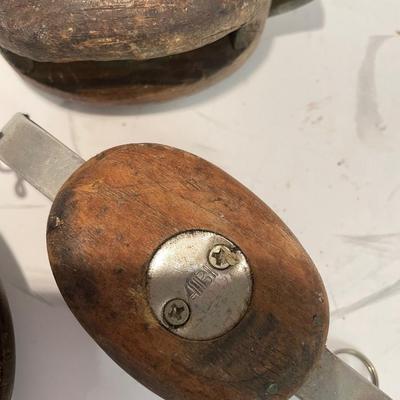 Maritime Wood Block Tackle Pulley / Marked A & B