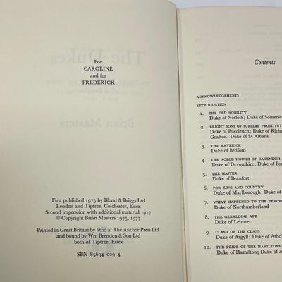 The Dukes. Brian Masters. The Origins Ennoblement and History of 26 Families. Copyright 1977.