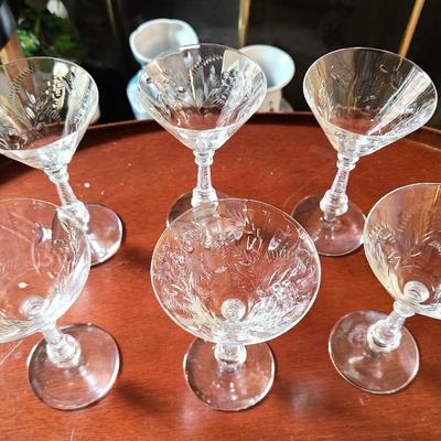 Lot #47 Set of 6 Vintage Crystal Cordial Glasses