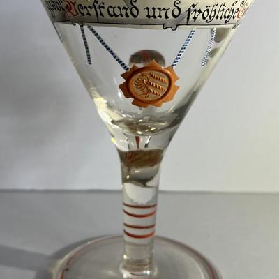 Vintage German Handled Martini Celebration Glass 6-2/3" Tall in Very Good Preowned Condition as Pictured.
