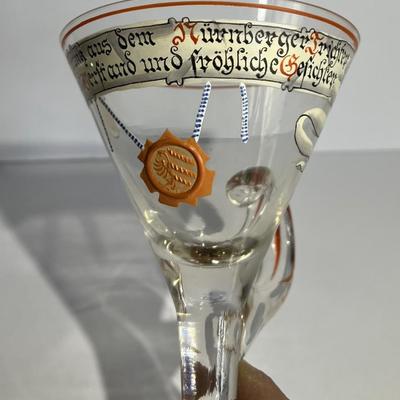 Vintage German Handled Martini Celebration Glass 6-2/3" Tall in Very Good Preowned Condition as Pictured.
