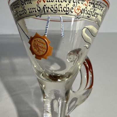 Vintage German Handled Martini Celebration Glass 6-2/3" Tall in Very Good Preowned Condition as Pictured.