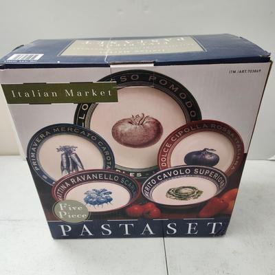 5 Pieces Italian Market Pasta Bowl set New Sealed Box