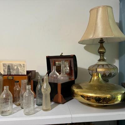 Lamp and Bottles Lot