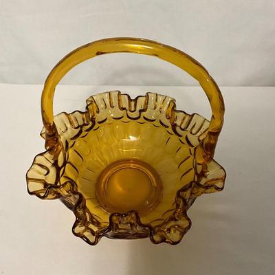 Vintage Fenton Thumbprint Amber Basket