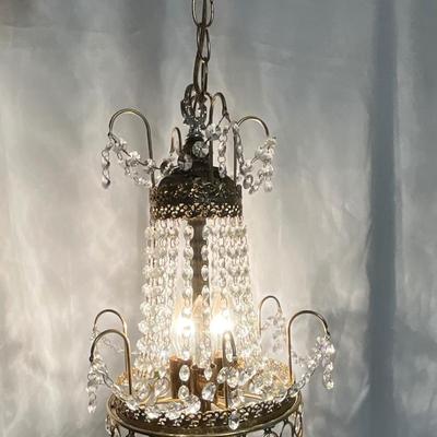 Vintage Crystal Chandelier, Cage Style.