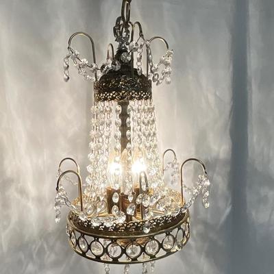 Vintage Crystal Chandelier, Cage Style.